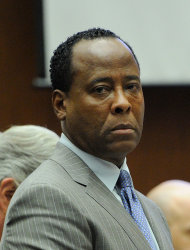 FILE - In this file photo taken Tuesday, Nov. 1, 2011 Dr. Conrad Murray waits to leave the courtroom during the final stage of his defense in his involuntary manslaughter trial in the death of singer Michael Jackson. Murray, who faces four years behind bars, returns to court Tuesday, Nov. 29, for the first time since his involuntary manslaughter conviction to learn his punishment and face the singer's family and ardent fans one more time. (AP Photo/Kevork Djansezian, Pool, File)