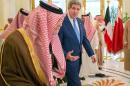 US Secretary of State John Kerry (right) talks with Saudi Foreign Minister Prince Saud al-Faisal during a meeting in Riyadh, on March 5, 2015