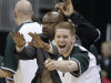 Michigan State's Russell Byrd celebrates during the final minutes of an NCAA men's college basketball tournament third-round game against Saint Louis in Columbus, Ohio, Sunday, March 18, 2012. Michigan State won 65-61. (AP Photo/Tony Dejak)