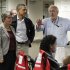President Barack Obama listens to an update on the status of Hurricane Irene at Federal Emergency Management Agency (FEMA) headquarters in Washington, Saturday, Aug. 27, 2011. He is joined by Secretary of Homeland Security Janet Napolitano, left, and FEMA director Craig Fugate, right. (AP Photo/J. Scott Applewhite)