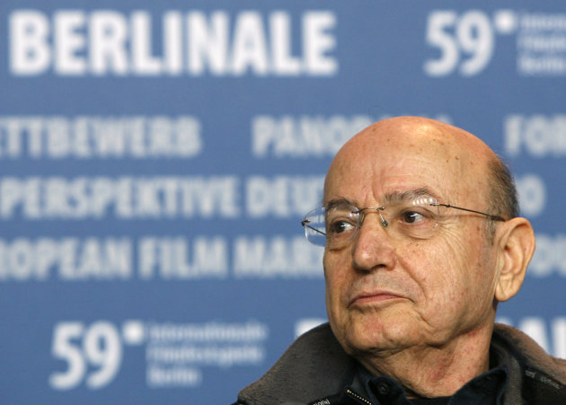 FILE - In this Feb. 12, 2009 file photo, Greek film director Theo Angelopoulos looks on during a news conference for the movie ""I Skoni Tou Chronou - The Dust Of Time" at the Berlinale film festival in Berlin, Germany. Police and hospital officials in Athens said Tuesday, Jan. 24, 2012 that Greek filmmaker Theo Angelopoulos was killed in road accident. Angelopoulos won numerous awards for his movies, most at European film festivals, during his career that spanned more than 40 years. (AP Photo/Hermann J. Knippertz, File)