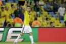 Colombia's James Rodriguez celebrates after scoring his side's second goal during the World Cup round of 16 soccer match between Colombia and Uruguay at the Maracana Stadium in Rio de Janeiro, Brazil, Saturday, June 28, 2014. (AP Photo/Matt Dunham)