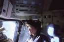 NASA handout photo of Sally Ride aboard the Challenger