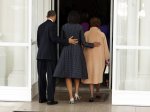 U.S. President Barack Obama arrives back at the White House with Michelle Obama and Michelle Obama's mother Marian Robinson in Washington