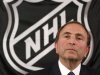 NHL commissioner Gary Bettman listens as he meets with reporters after a meeting with team owners, Thursday, Sept. 13, 2012 in New York.  The current collective bargaining agreement between the league and the players expires Saturday at midnight.  (AP Photo/Mary Altaffer)
