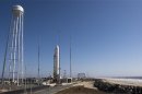 The Orbital Sciences Corporation Antares rocket is prepared for lift-off at the NASA Wallops Flight Facility in Virginia