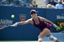 Mirjana Lucic-Baroni of Croatia hits at the 2014 US Open women August 31, 2014 in New York