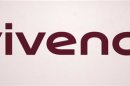 The logo of Vivendi is seen during the company's 2008 annual results presentation in Paris