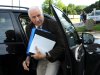 Former Penn State University assistant football coach Jerry Sandusky arrives for the fourth day of his trial at the Centre County Courthouse in Bellefonte, Pa., Thursday, June 14, 2012.  Sandusky faces 52 counts of child sex-abuse  involving 10 boys over a 15-year span.  (AP Photo/Centre Daily Times, Nabil K. Mark)