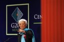 Christine Lagarde, Managing Director of the International Monetary Fund (IMF), gestures during a news conference at the meeting of finance ministers and central bankers from the Group of 20 top economies in Mexico City