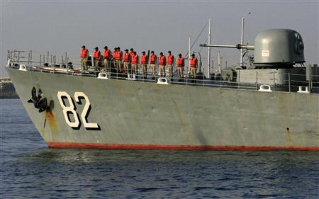 Iranian Navy destroyer Shahid Naqdi is pictured at Port Sudan at the Red Sea State