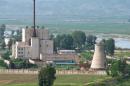 A North Korean nuclear plant is seen before demolishing a cooling tower in Yongbyon