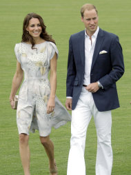 Prince William and Kate, the Duke and Duchess of Cambridge, arrive at a charity polo match at the Santa Barbara Polo & Racquet Club in Carpinteria, Calif., Saturday, July 9, 2011. The event is held in support of The American Friends of The Foundation of Prince William and Prince Harry. (AP Photo/Reed Saxon)