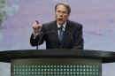 Executive Vice President of the NRA LaPierre gives the keynote address at the Western Hunting and Conservation Expo in Salt Lake City, Utah