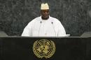 Gambian President Yahya Jammeh speaks at the UN General Assembly on September 27, 2013 in New York