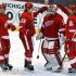 Detroit Red Wings celebrate their victory over the Dallas Stars in their NHL hockey game in Detroit