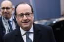 French President Francois Hollande arrives at the European Union headquarters in Brussels, on February 19, 2016