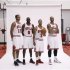 Bulls Noah and teammates, Deng, Rose and Boozer pose for photographs during media day for their upcoming NBA basketball season in Deerfield