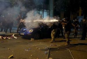 Riot police clash with protesters during a protest&nbsp;&hellip;