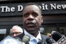 Detroit's emergency financial manager Kevyn Orr talks to members of the media about the report he delivered to the State of Michigan about Detroit's finances, in Detroit