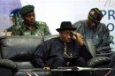 Nigeria's President Goodluck Jonathan reacts during a meeting of the Presidential Task Force on Power (PTFP) in Abuja