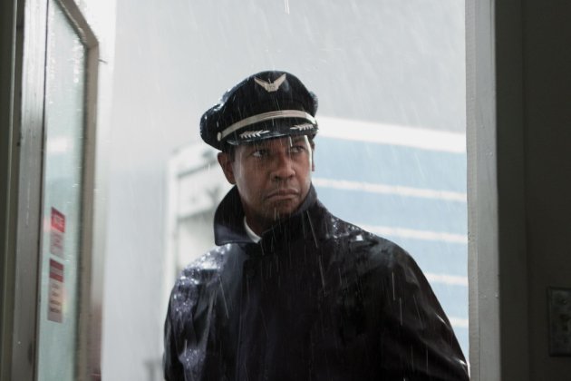 FILE - This publicity film image released by Paramount Pictures shows Denzel Washington portraying Whip Whitaker in a scene from "Flight." Washington plays an airline pilot who, despite being hung-over, drunk and coked-up, manages to bring down a rapidly deteriorating plane in a daring emergency landing on what should have been a routine flight between Orlando, Fla., and Atlanta. Alcohol plays a prominent role in “Flight,” but Anheuser-Busch says it wasn’t consulted beforehand and is asking the filmmakers and Paramount Pictures to remove the Budweiser logo and any other trademarks from the film.(AP Photo/Paramount Pictures, Robert Zuckerman)