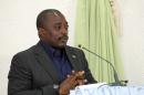 Congolese President Joseph Kabila speaks in Beni, Democratic Republic of Congo, on October 31, 2014
