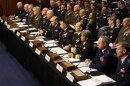U.S. military generals testify about pending legislation regarding sexual assaults in the military at a Senate Armed Services Committee on Capitol Hill in Washington
