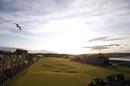 A view down the 18th fairway towards the end of delayed second round of the British Open Golf Championship at the Old Course, St. Andrews, Scotland, Saturday, July 18, 2015. (AP Photo/Alastair Grant)