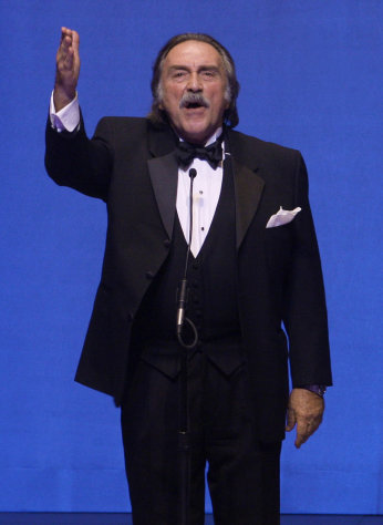 FILE - In this March 31, 2009, file photo, Mexican actor Pedro Armendariz speaks as he announces some of the Ariel awards at the 51st annual Mexican Academy Awards in Mexico City. Armendariz, 71, died on Monday, Dec. 26, 2011, in New York due to cancer, according to local media. (AP Photo/Marco Ugarte, file)