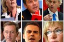 This combination of six file photos shows from left to right, on the top: Marine Le Pen of France's National Front; Heinz Christian Strache, head of Austria's right-wing Freedom Party or FPOE; Netherlands Freedom Party lawmaker Geert Wilders. And on the bottom from left to right are: Italian Lower Chamber President Gianfranco Fini, former head of the National Alliance and currently head of Italy's Future and Liberty Party; chairman of Hungary's 
