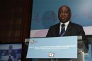 President of the AFDB Kaberuka speaks during the opening of a conference in Tunis