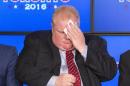Toronto Mayor Ford wipes face during an announcement that the Toronto Raptors will host the 2016 NBA All-Star game in Toronto