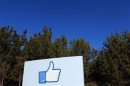 A giant "like" icon made popular by Facebook is seen at the company's new headquarters in Menlo Park
