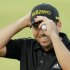 Spain's Sergio Garcia reacts during the final round of the Commercial Bank Qatar Masters at the Doha