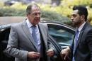 Russia's Foreign Minister Lavrov arrives to attend a EU foreign ministers meeting in Brussels
