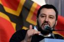 Italian Northern League party leader Matteo Salvini speaks during a rally against the Italian government's policy in Rome on February 28, 2015