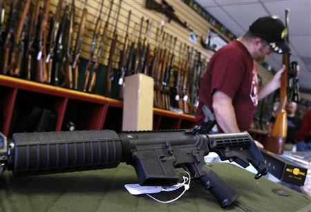 A Palmetto M4 assault rifle is seen at the Rocky Mountain Guns and Ammo store in Parker, Colorado July 24, 2012. REUTERS/Shannon Stapleton