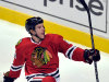 Chicago Blackhawks' Andrew Shaw celebrates his goal against the Columbus Blue Jackets during the second period of an NHL Hockey game Sunday, Feb. 24, 2013, in Chicago. (AP Photo/Jim Prisching)