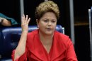 Brazilian President Dilma Rousseff participates in the formal session of the senate in Brasilia on August 27, 2013