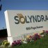 A sign at the entrance to the headquarters of bankrupt Solyndra LLC is shown in Fremont