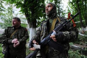 Pro-Russia militants guard in Semyonovka village, not &hellip;