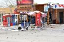 A bazar that was affected by a foiled suicide attack is seen at the scene of the attack in Luxor