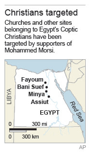 Map locates cities where Christians have been targeted; …