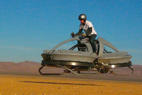 The Aerofex hover vehicle recalls the futuristic look of Star Wars speeder bikes.