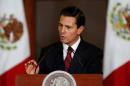 Mexico's President Enrique Pena Nieto speaks to the audience during a meeting with members of the Diplomatic Corps in Mexico City, Mexico