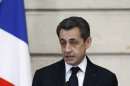 French President Nicolas Sarkozy delivers a speech as he receives representatives of the Armenian community in France, at the Elysee Palace in Paris, Wednesday March 7, 2012. (AP Photo/Remy de la Mauviniere, Pool)