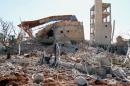 A picture shows the rubble of a hospital supported by Doctors Without Borders (MSF) near Maaret al-Numan, in Syria's northern province of Idlib, on February 15, 2016, after the building was hit by air strikes