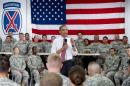 US President Barack Obama speaks to US Army soldiers at Fort Drum, New York in 2011