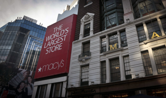 This Friday, Dec. 13, 2013 photo shows a view of a Macy's flagship store in New York. Claims over racial profiling at department stores in New York have helped expose the practice in more than 40 states of retailers holding shoplifting suspects and assessing fines, even if a person hasn’t yet technically stolen anything. At Macy’s flagship store, suspects are held in cells, asked to sign an admission of guilt and pay hundreds in fines. (AP Photo/Bebeto Matthews)